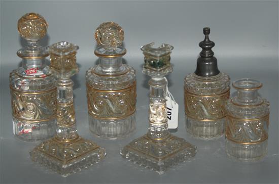 Baccarat moulded glass pot dressing table set